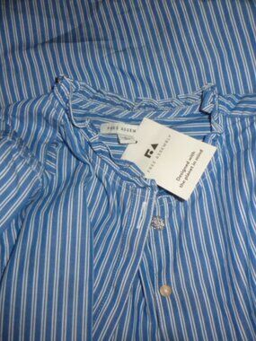 Free Assembly Button Front Ruffle Neck Shirt  Sz S NWT